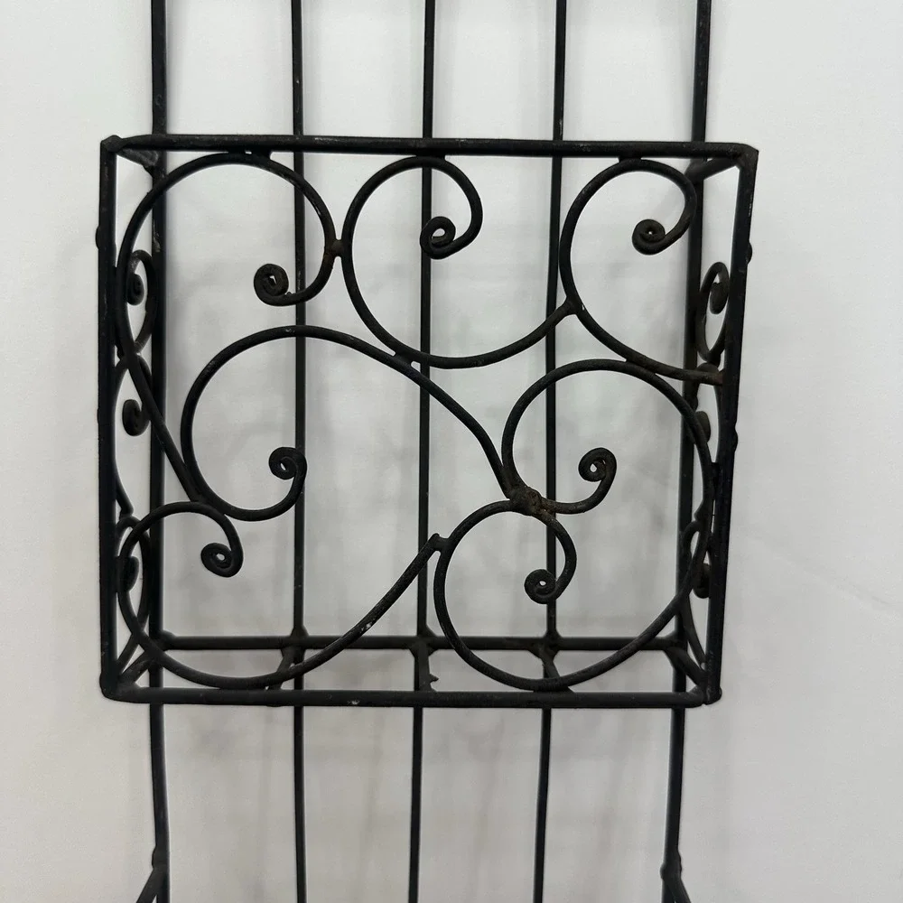 Vintage Iron Wall Rack 3 Bins 4 Hooks Home Office Storage Display Shelf 26